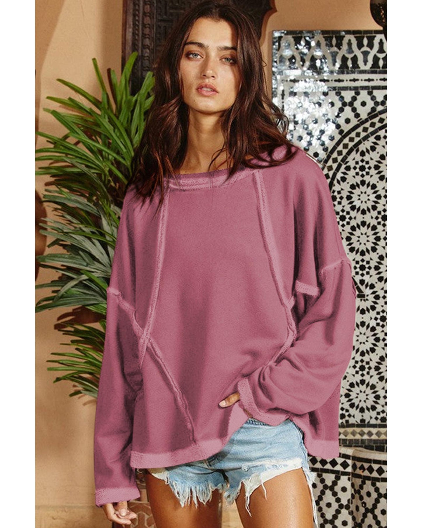 Azura Exchange Relaxed Fit Drop Shoulder Oversized Sweatshirt - M