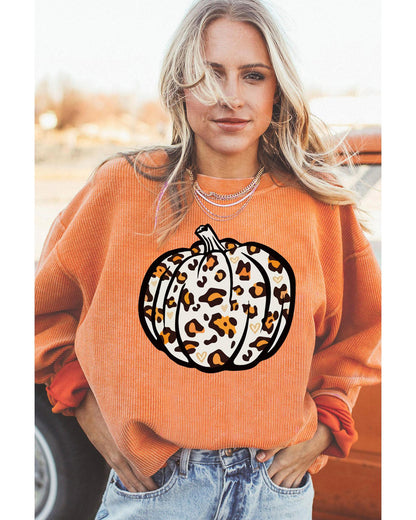 Azura Exchange Leopard Graphic Corded Sweatshirt - XL