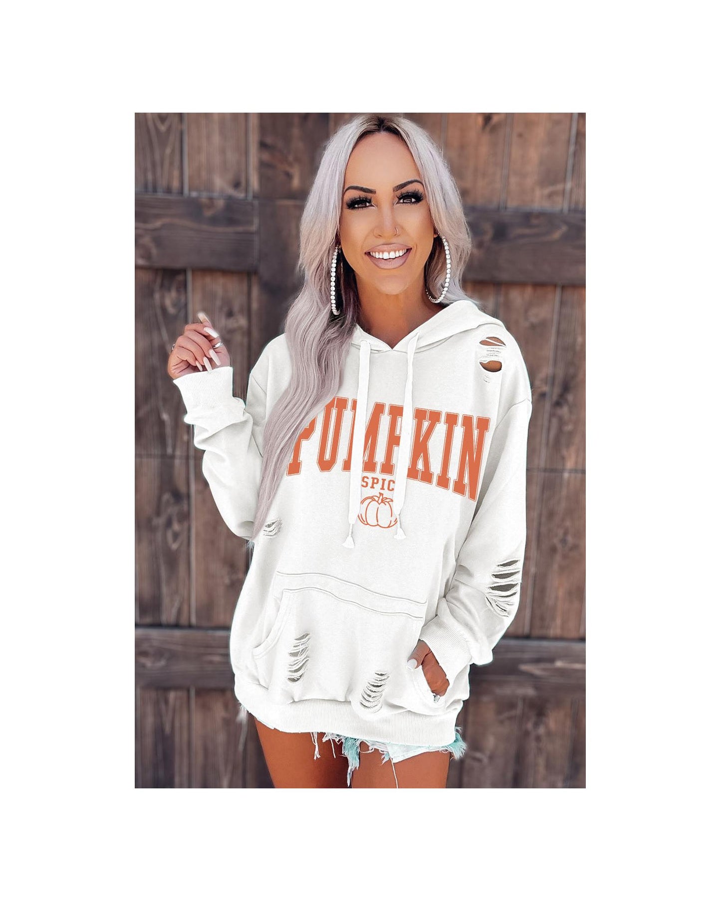 Azura Exchange Pumpkin Spice Distressed Hoodie - 2XL