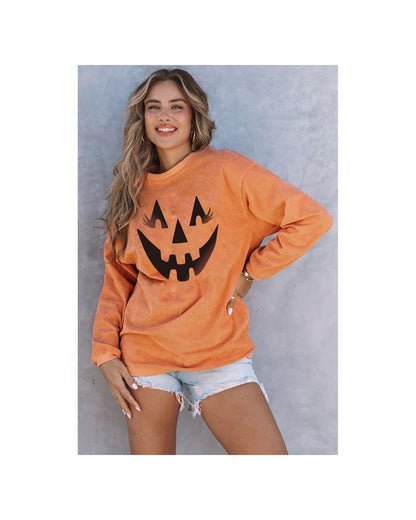 Azura Exchange Pumpkin Smile Face Graphic Sweatshirt - L