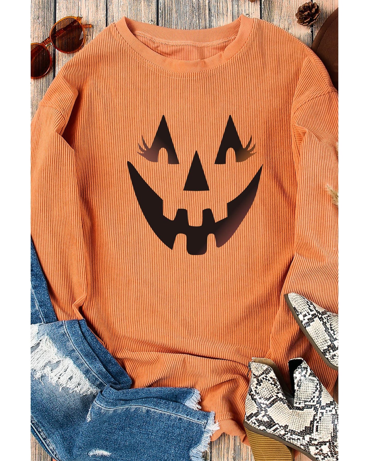 Azura Exchange Pumpkin Smile Face Graphic Sweatshirt - XL