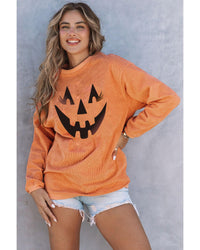 Azura Exchange Pumpkin Smile Face Graphic Sweatshirt - XL