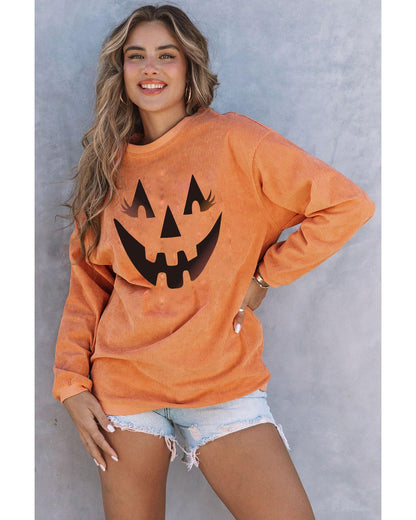 Azura Exchange Pumpkin Smile Face Graphic Sweatshirt - XL