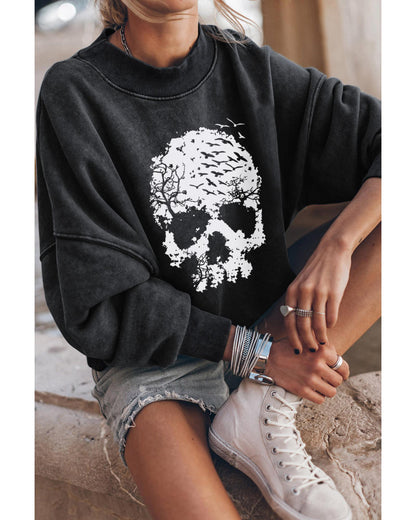 Azura Exchange Scenery Skull Halloween Graphic Sweatshirt - S