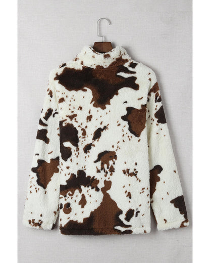 Azura Exchange Cow Print Fleece Sweatshirt - L