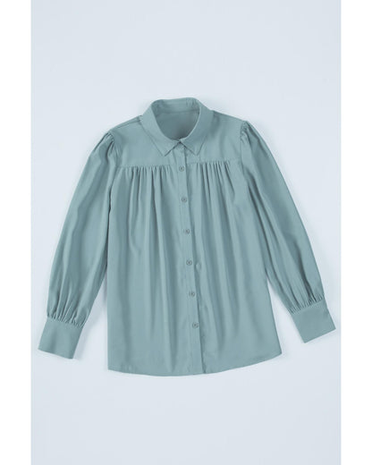 Azura Exchange Button Up Puff Sleeve Blouse - S