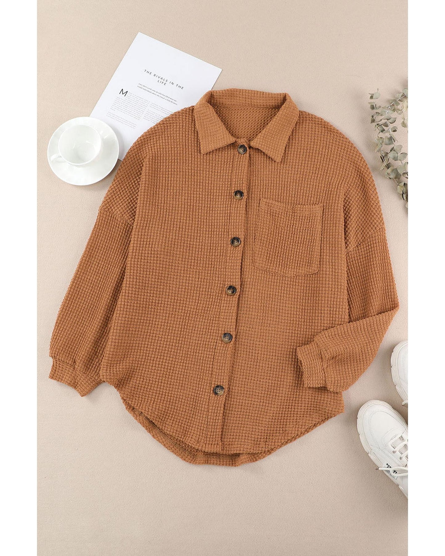 Azura Exchange Waffle Knit Button Up Casual Shirt - 2XL