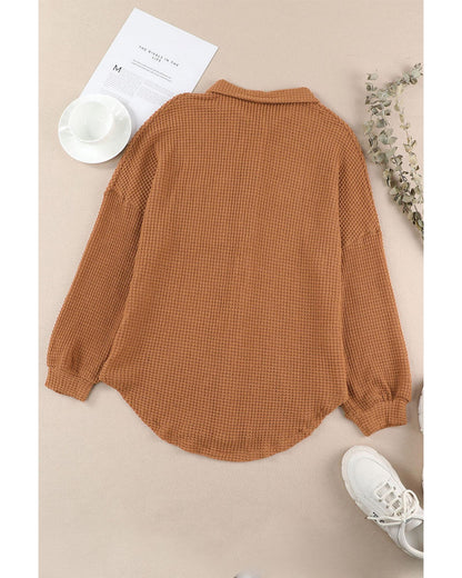 Azura Exchange Waffle Knit Button Up Casual Shirt - S