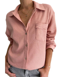 Azura Exchange Frilled Waffle Knit Shacket with Pocket - M