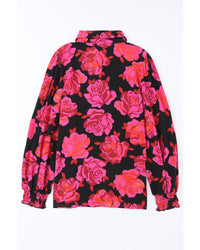 Azura Exchange Floral Shirred Cuffs Shirt - M