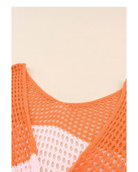 Azura Exchange Eyelet Knit Top with Twisted Back and Color Block Design - M