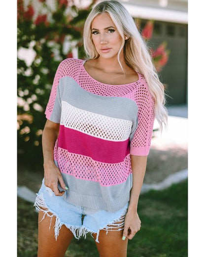 Azura Exchange Colorblock Striped Knitted Top - S