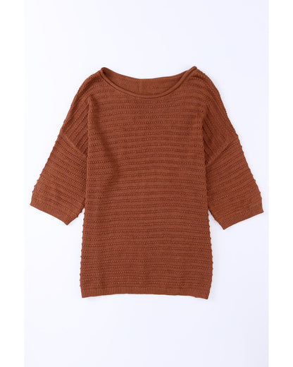 Azura Exchange Textured Knit Drop Shoulder Tee - S