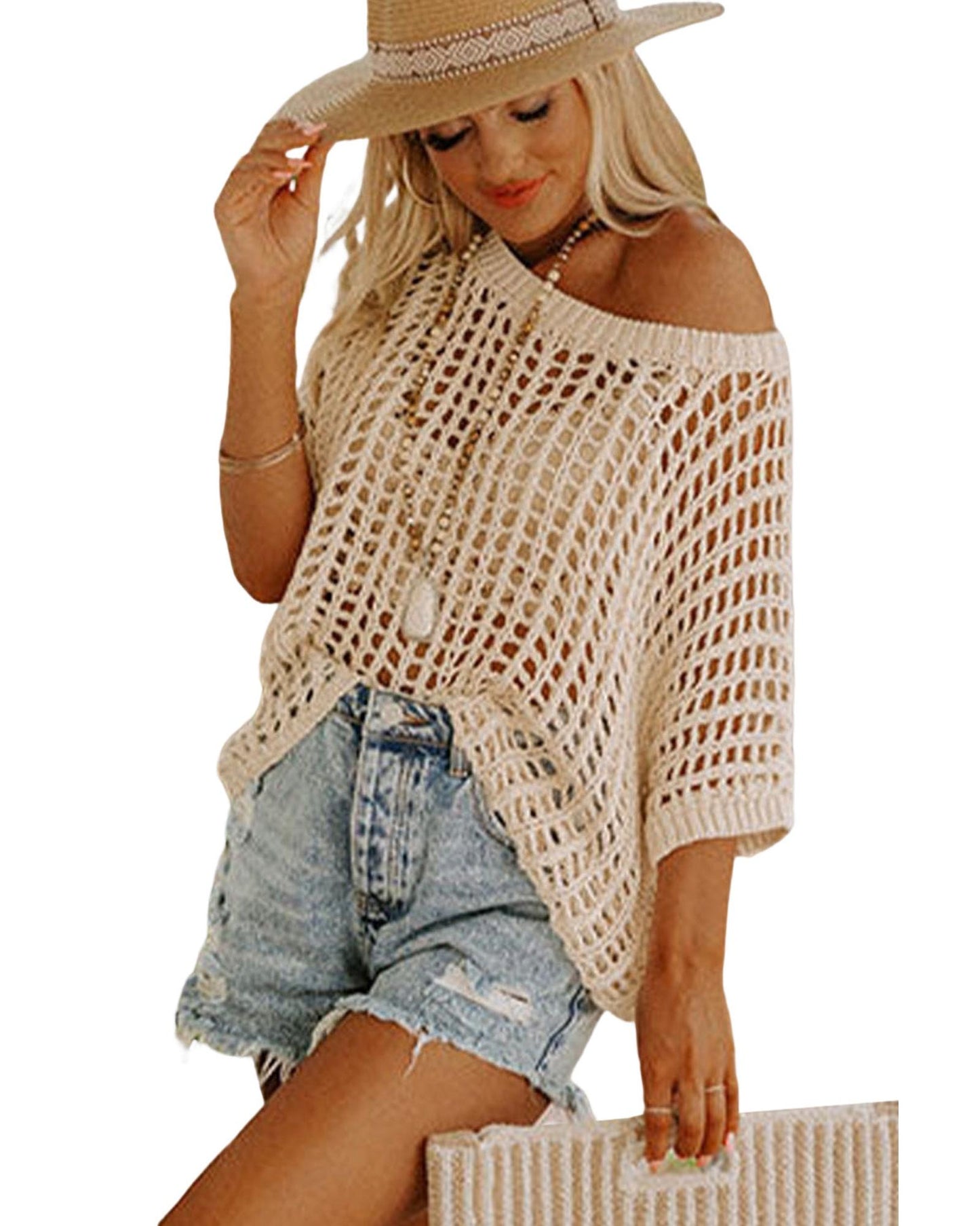 Azura Exchange Knit Ribbed Round Neck Short Sleeve Sweater Tee - L