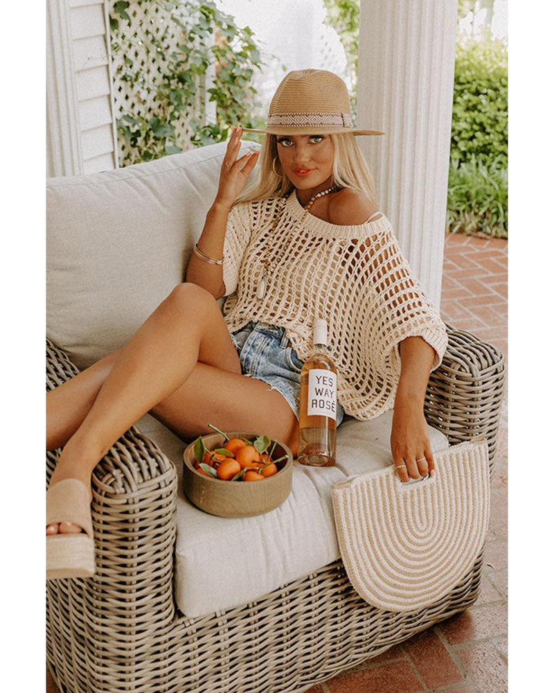 Azura Exchange Knit Ribbed Round Neck Short Sleeve Sweater Tee - L