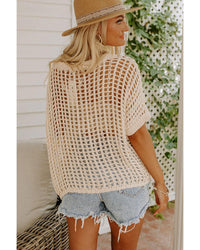 Azura Exchange Knit Ribbed Round Neck Short Sleeve Sweater Tee - L