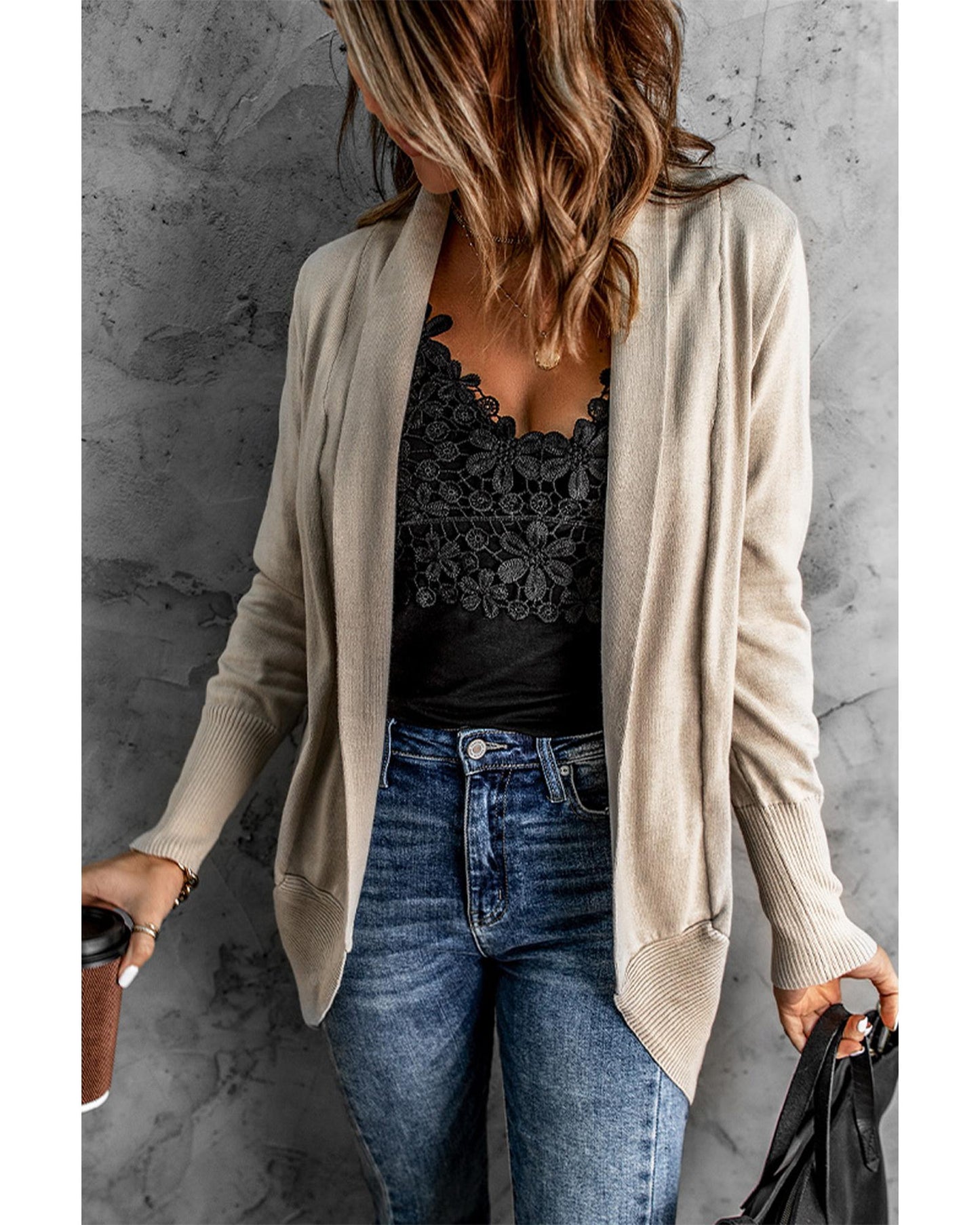 Azura Exchange Khaki Super Soft Long Sleeve Open Cardigan - XL