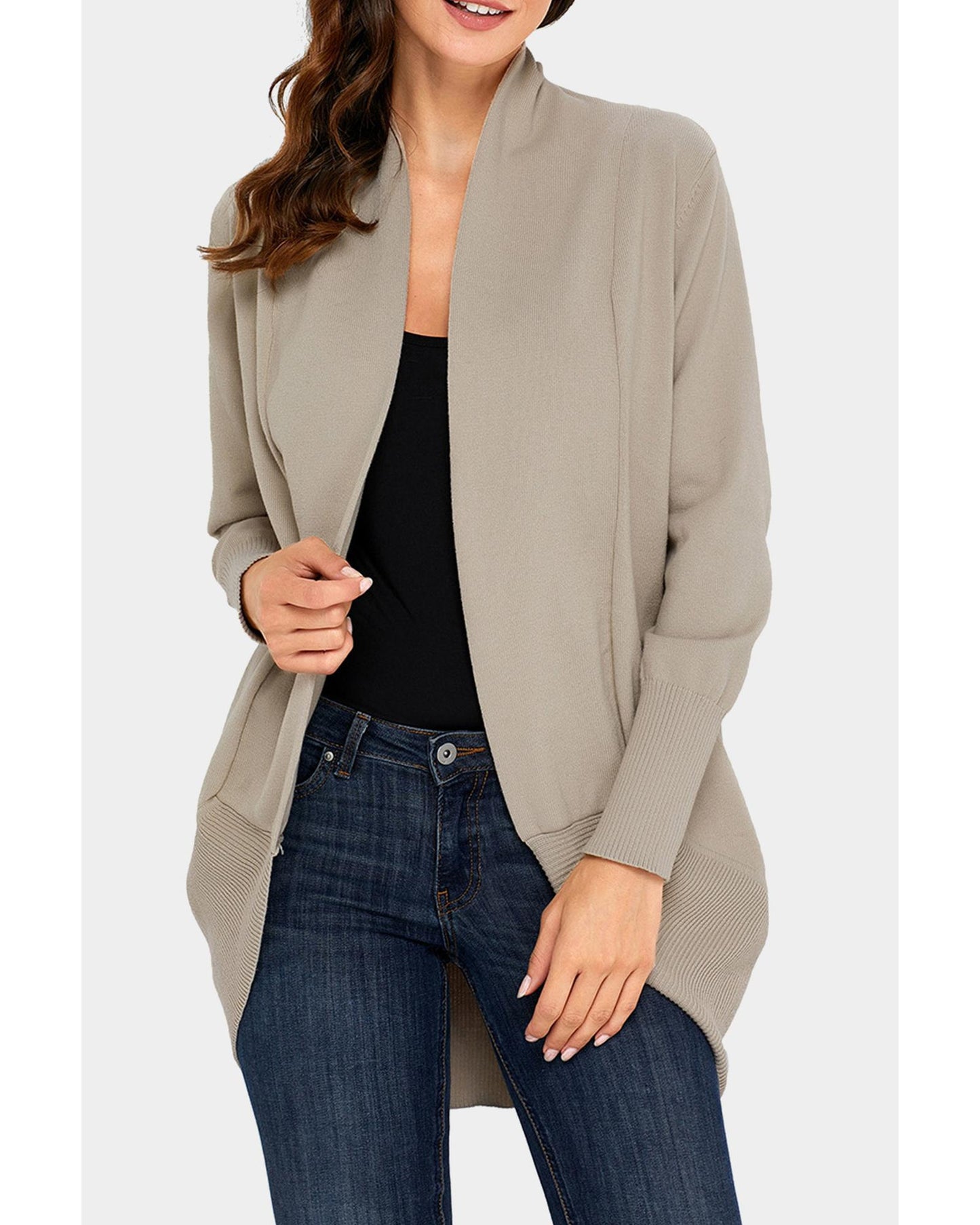 Azura Exchange Khaki Super Soft Long Sleeve Open Cardigan - XL