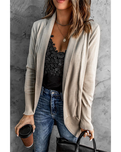 Azura Exchange Khaki Super Soft Long Sleeve Open Cardigan - XL