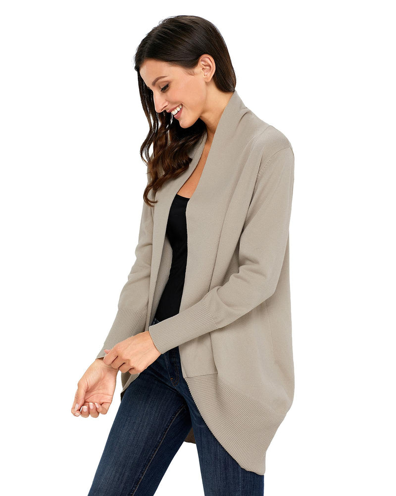 Azura Exchange Khaki Super Soft Long Sleeve Open Cardigan - XL