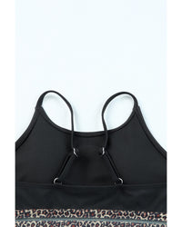 Azura Exchange Black Rose Leopard Mesh Trim 2pcs Bikini Swimsuit - L