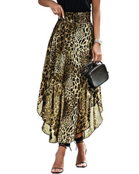 Azura Exchange Leopard Smocked Waist Skirt - XL