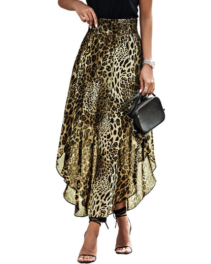 Azura Exchange Leopard Smocked Waist Skirt - XL