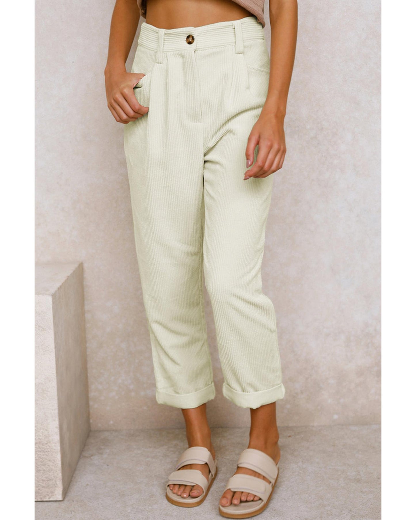 Azura Exchange Corduroy High Waist Straight Leg Pants - 16 US