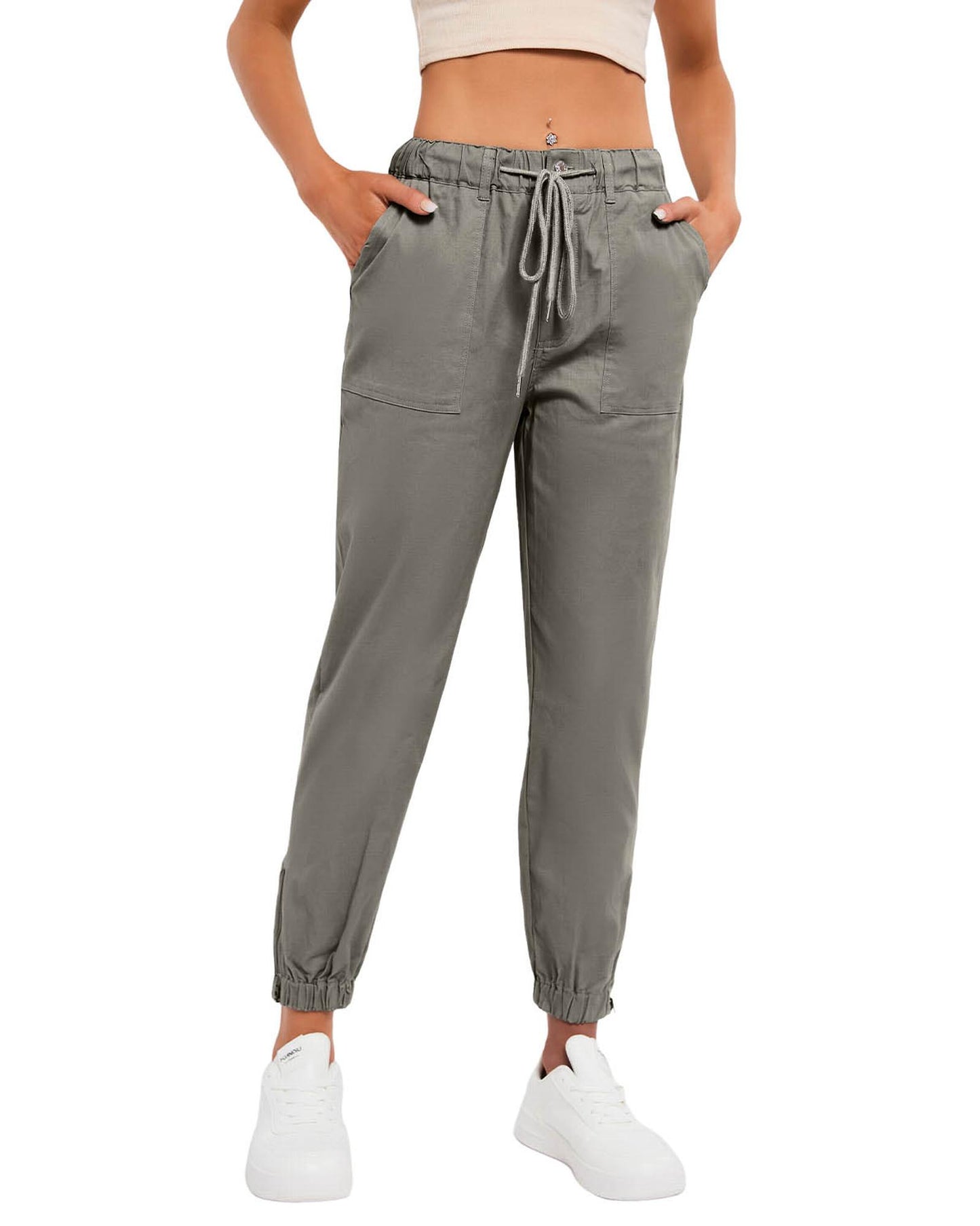 Azura Exchange Pocketed Twill Jogger Pants - L