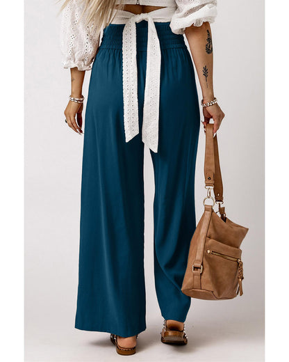 Azura Exchange Drawstring Elastic Waist Wide Leg Pants - M