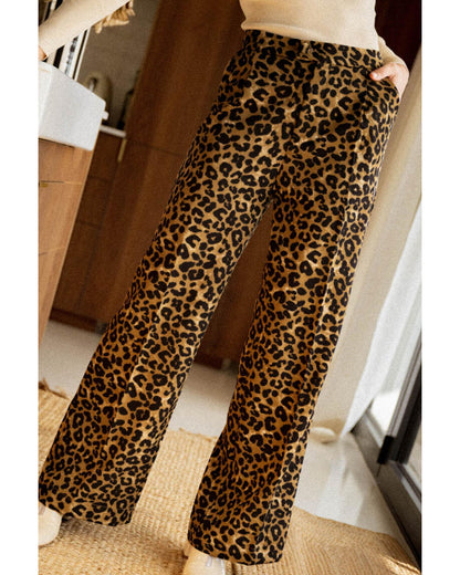 Azura Exchange Leopard Print Wide Leg Pants - M