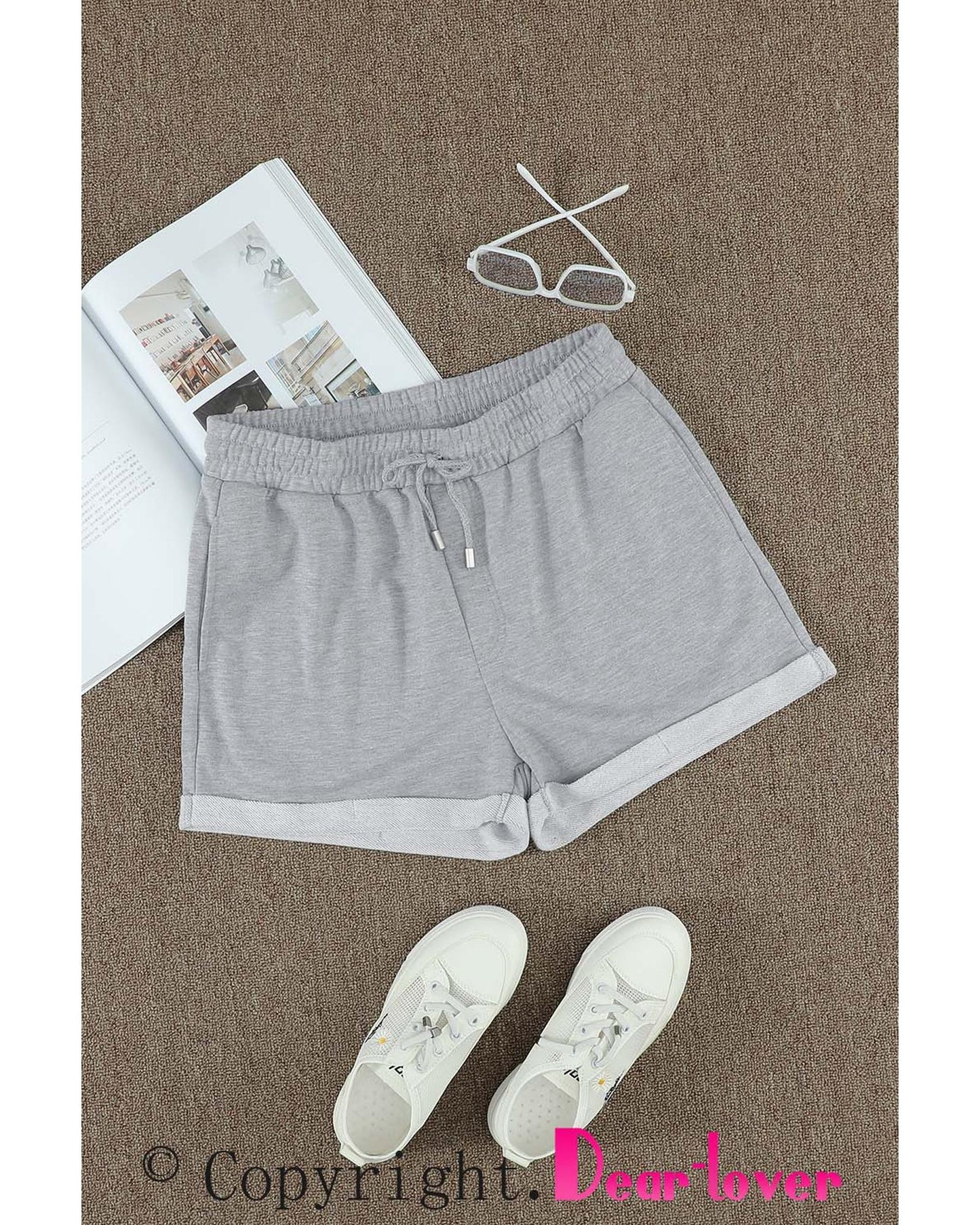 Azura Exchange Tie Waist Cuffed Lounge Shorts - M