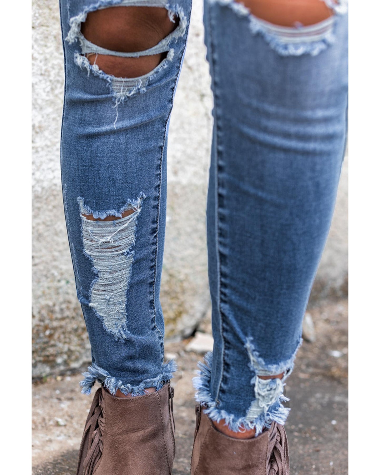 Azura Exchange Distressed Skinny Jeans - L