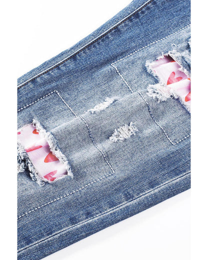 Azura Exchange Heart Patchwork Jeans - 6 US