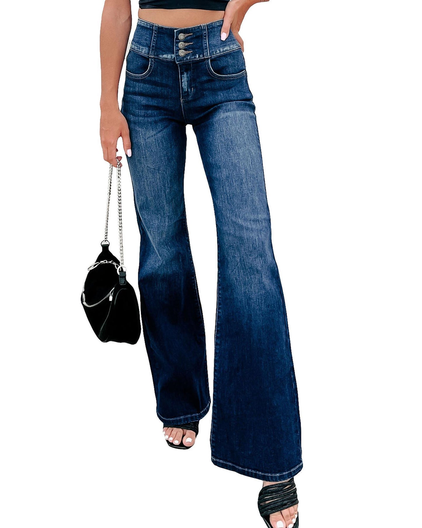 Azura Exchange Elastic Waistband Flare Jeans - 16 US