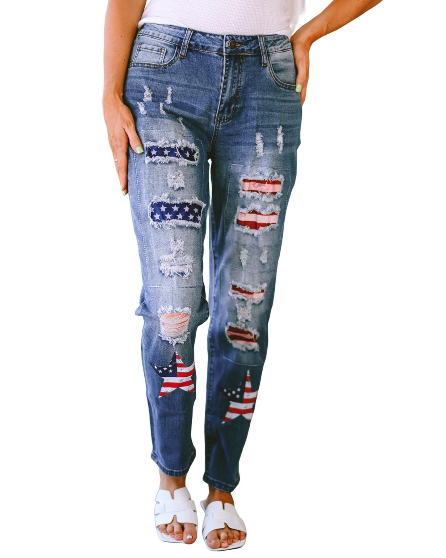 Azura Exchange American Flag Graphic Jeans - S