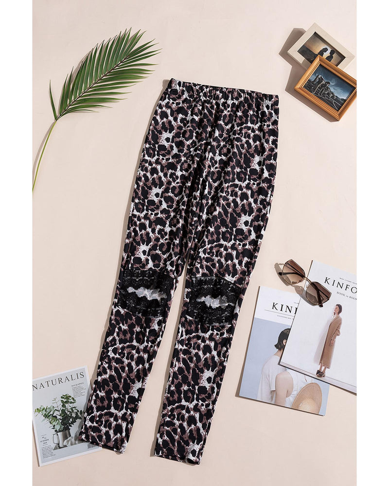 Azura Exchange Hollow Out Leopard Printed Skinny Leggings - XL