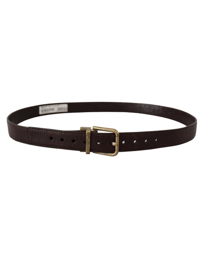 Dolce & Gabbana Men's Brown Calf Leather Vintage Logo Metal Buckle Belt - 95 cm