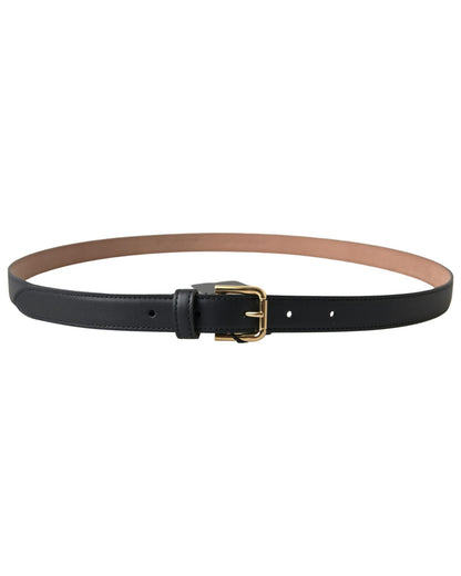 Dolce & Gabbana Men's Black Leather Gold Tone Metal Buckle Belt - 100 cm