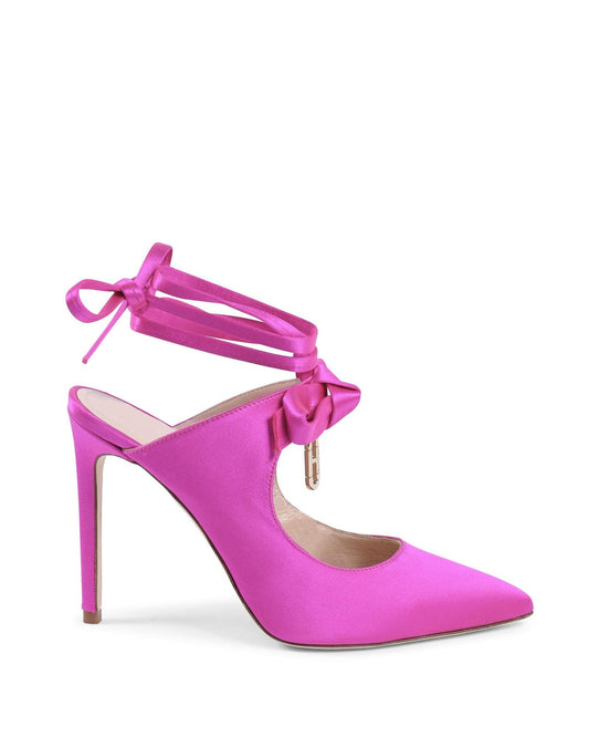 Satin Bow Mule with Stiletto Heel - 37 EU