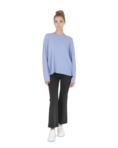 Crown of Edinburgh Cashmere Women's Cashmere Boatneck Sweater in Sky blue - M