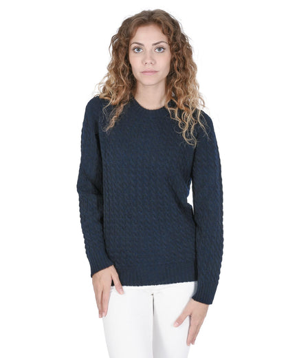 Crown of Edinburgh Cashmere Women's Cashmere Round Neck Womens Sweater in Navy blue - 40 EU