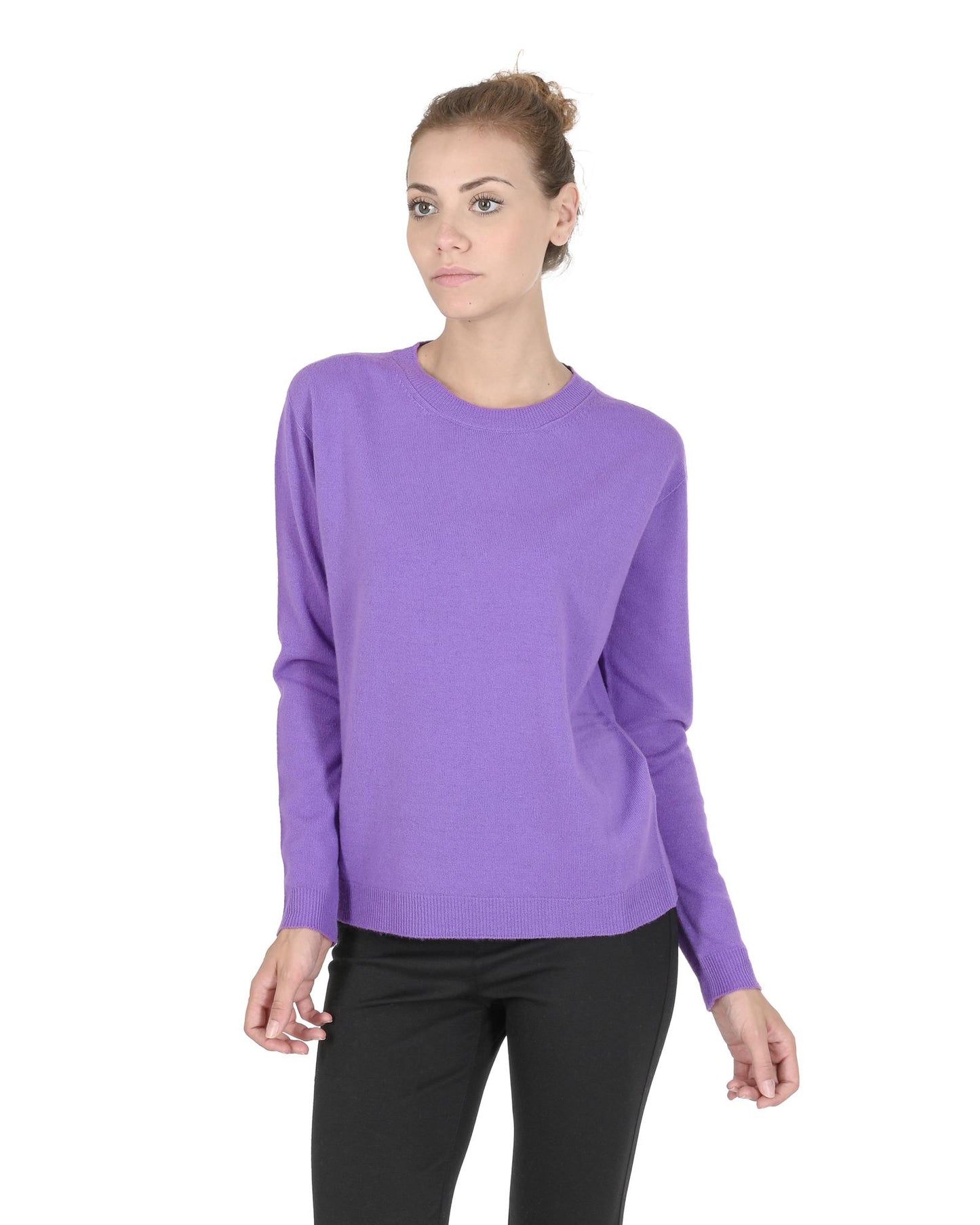 Crown of Edinburgh Cashmere Women's Premium Italian Cashmere Womens Sweater in Lavanda - 40 EU