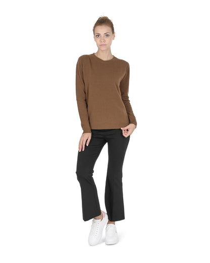 Crown of Edinburgh Cashmere Women's Round Neck Cashmere Sweater in Light brown - 44 EU