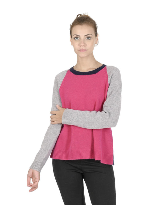 Crown of Edinburgh Cashmere Women's Round Neck Cashmere Sweater in Multicolor - 46 EU