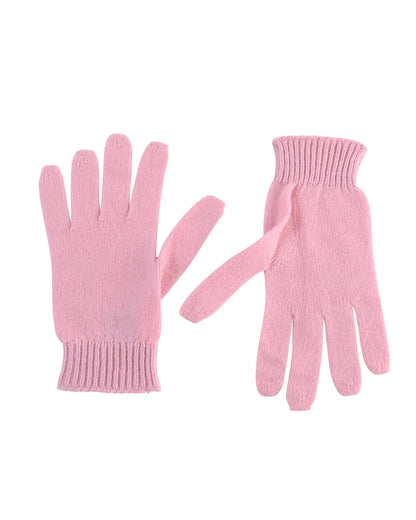 Crown of Edinburgh Cashmere Women's Luxury Cashmere Womens Short Gloves in Rosa Baby - M