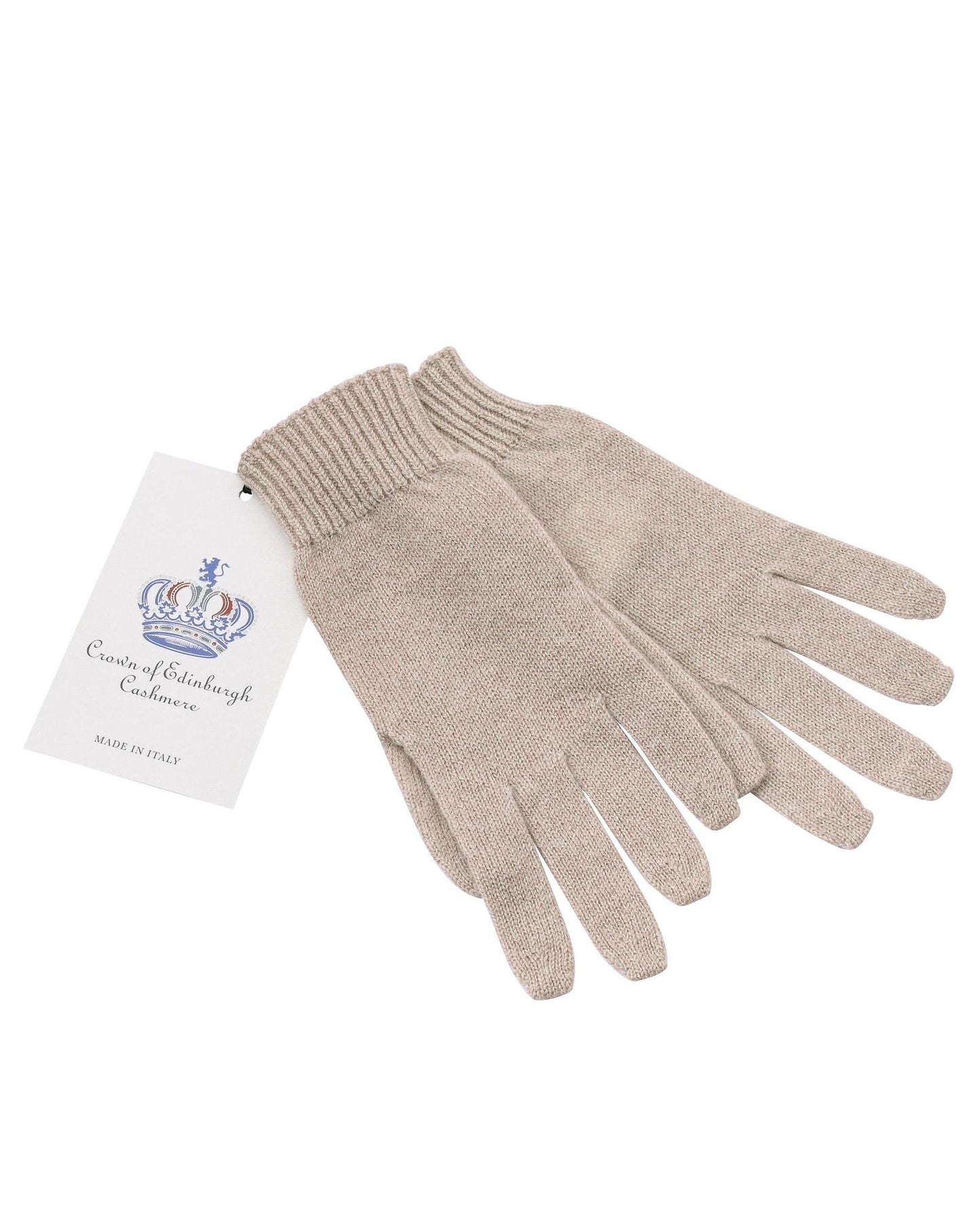 Crown of Edinburgh Cashmere Women's Luxury Cashmere Womens Short Gloves in Beige - M