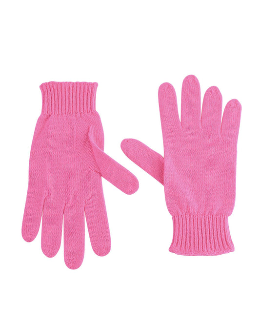 Crown of Edinburgh Cashmere Women's Luxury Cashmere Womens Short Gloves in Rosa Fluo - M