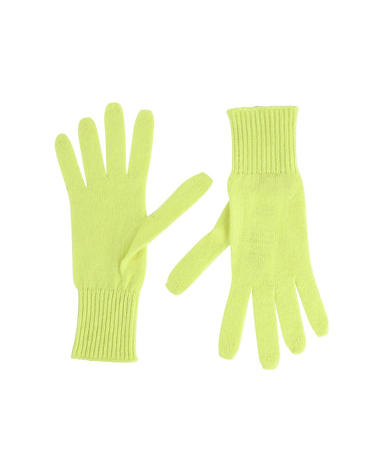 Crown of Edinburgh Cashmere Women's Luxury Cashmere Womens Short Gloves in Yellow - M