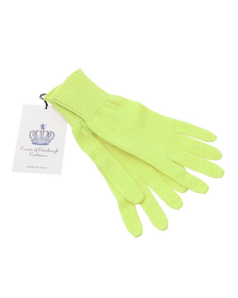 Crown of Edinburgh Cashmere Women's Luxury Cashmere Womens Short Gloves in Yellow - M